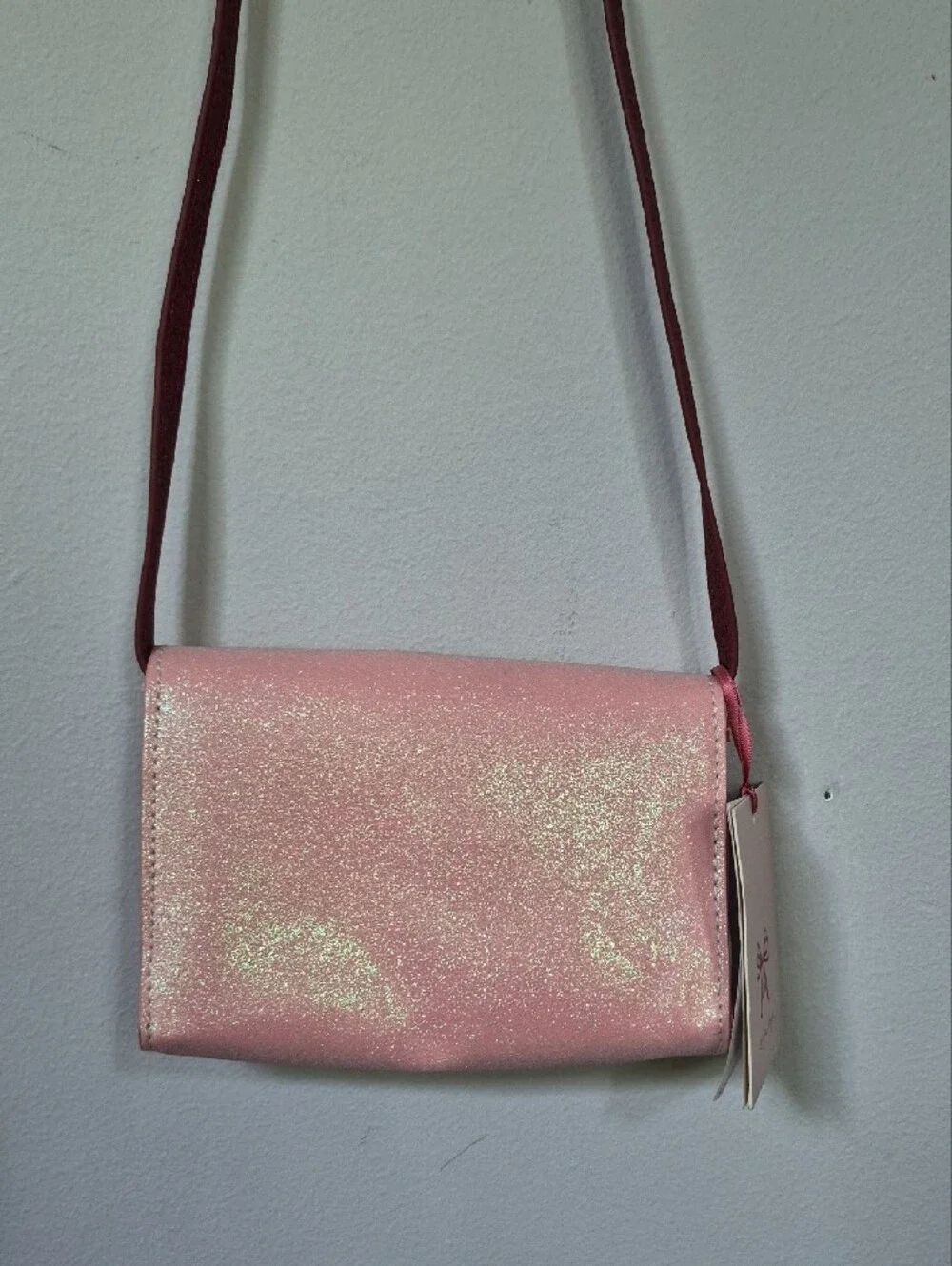 Konges Slojd Love Letter Girls' Pink Glitter Sparkle Cherry Crossbody Micro Bag